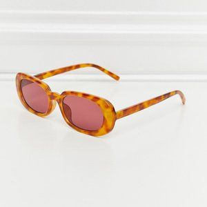 UV400 Oval Full Rim Sunglasses in Burgundy